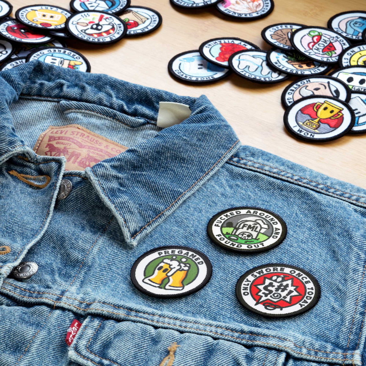 funny set 2 denim jacket