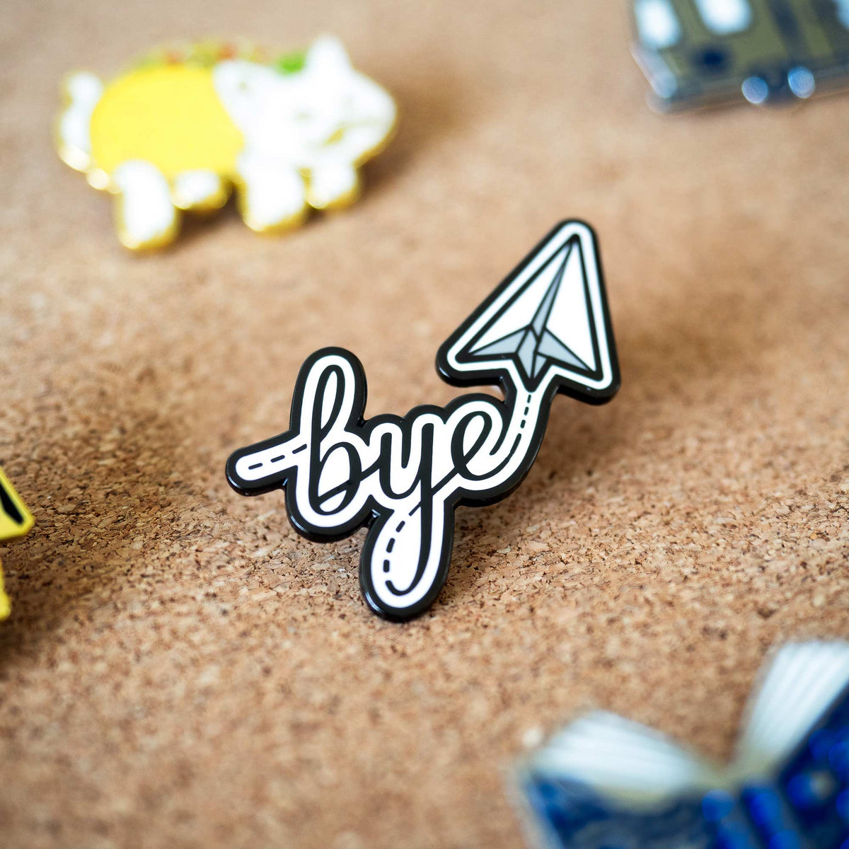 Bye Paper Airplane hard enamel pin