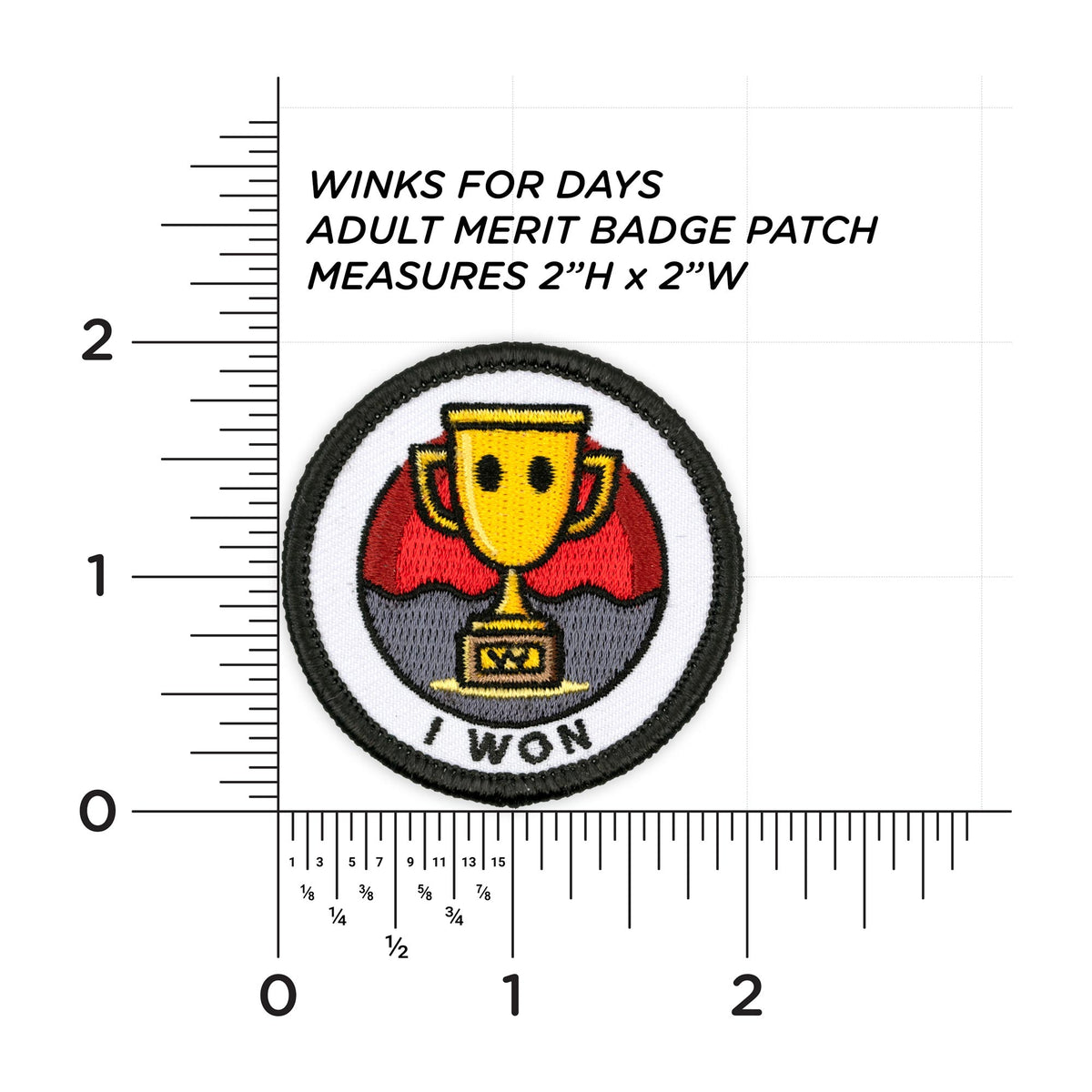 I Won patch measurements
