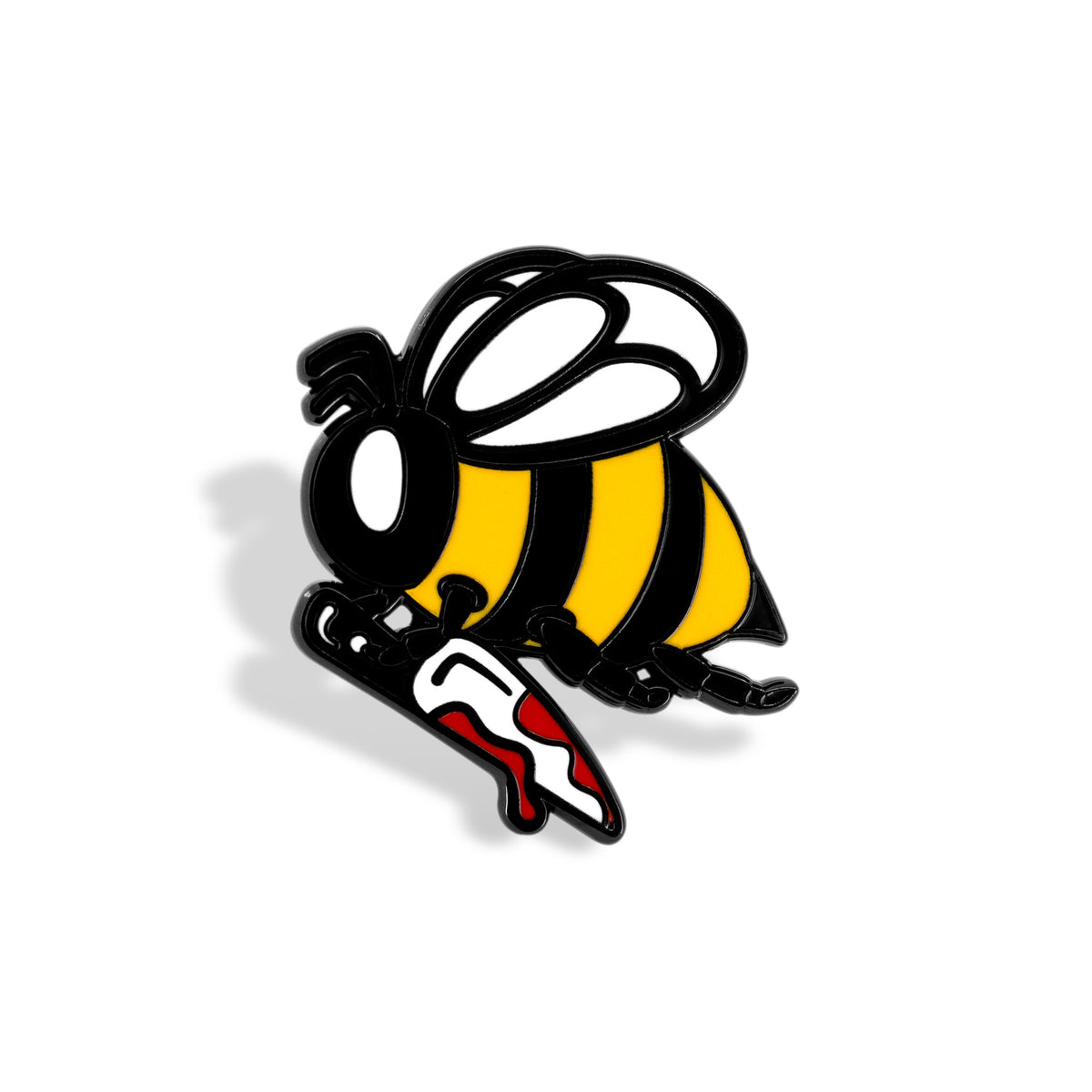 Busy Little Killer Bee Holding Knife Hard Enamel Lapel Pin