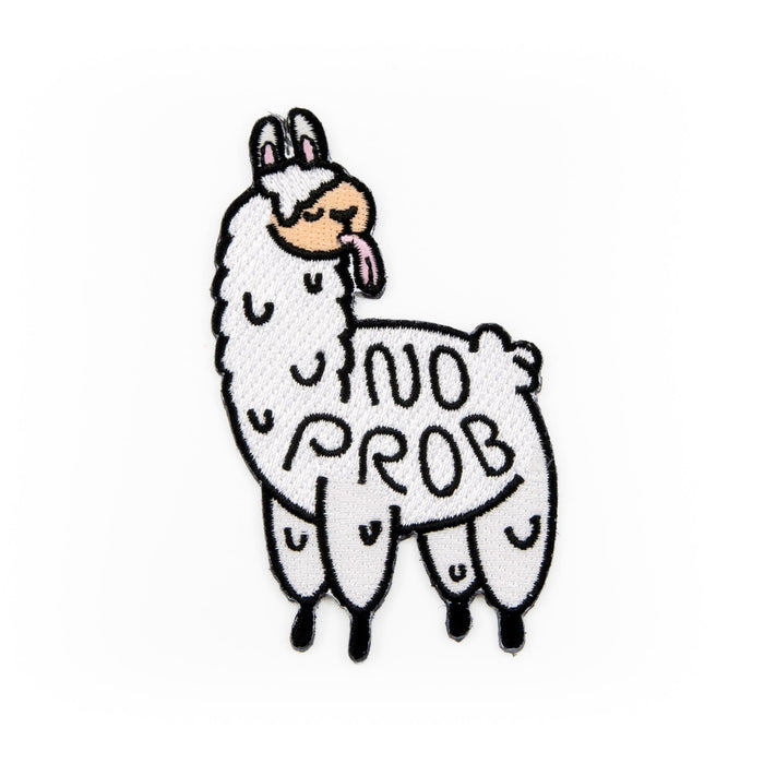 No Prob Llama embroidered iron-on patch