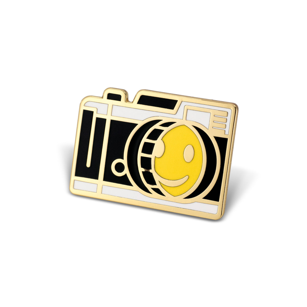 Smiley Face Vintage Camera Hard Enamel Lapel Pin