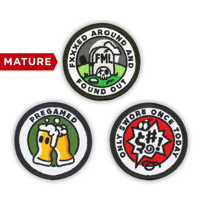 Adulting Merit Badge Embroidered Iron-On Patches (Funny - Set 2)