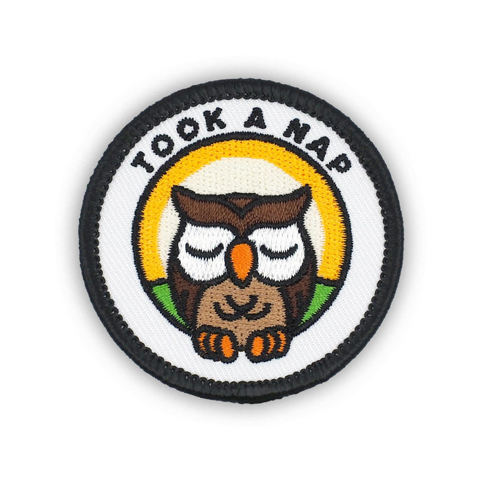 Took A Nap Owl individual adulting merit badge patch for adults