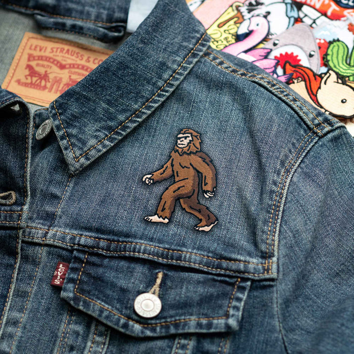 Bigfoot Sasquatch patch on denim jacket