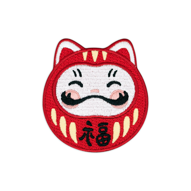 Darumeow Lucky Daruma Cat embroidered iron-on patch