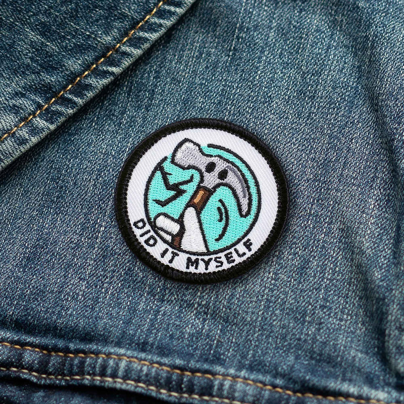 Did It Myself adulting merit badge patch for adults on denim jacket