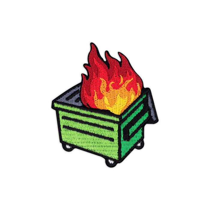 Dumpster Fire Green embroidered iron-on patch