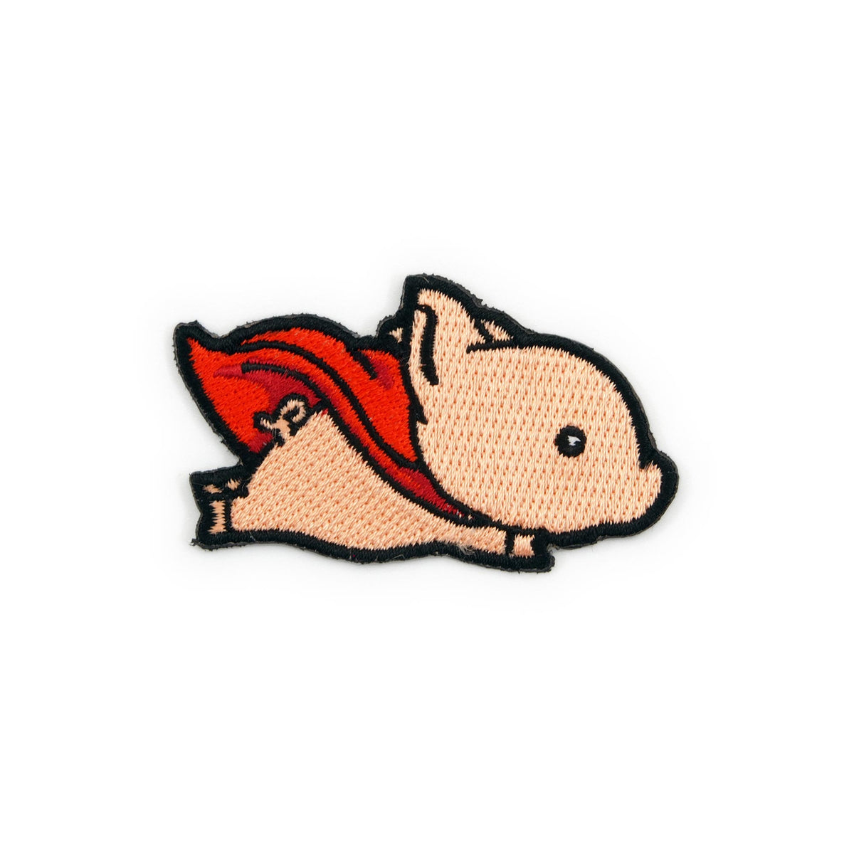 Flying Pig with Red Superhero Cape embroidered iron-on patch