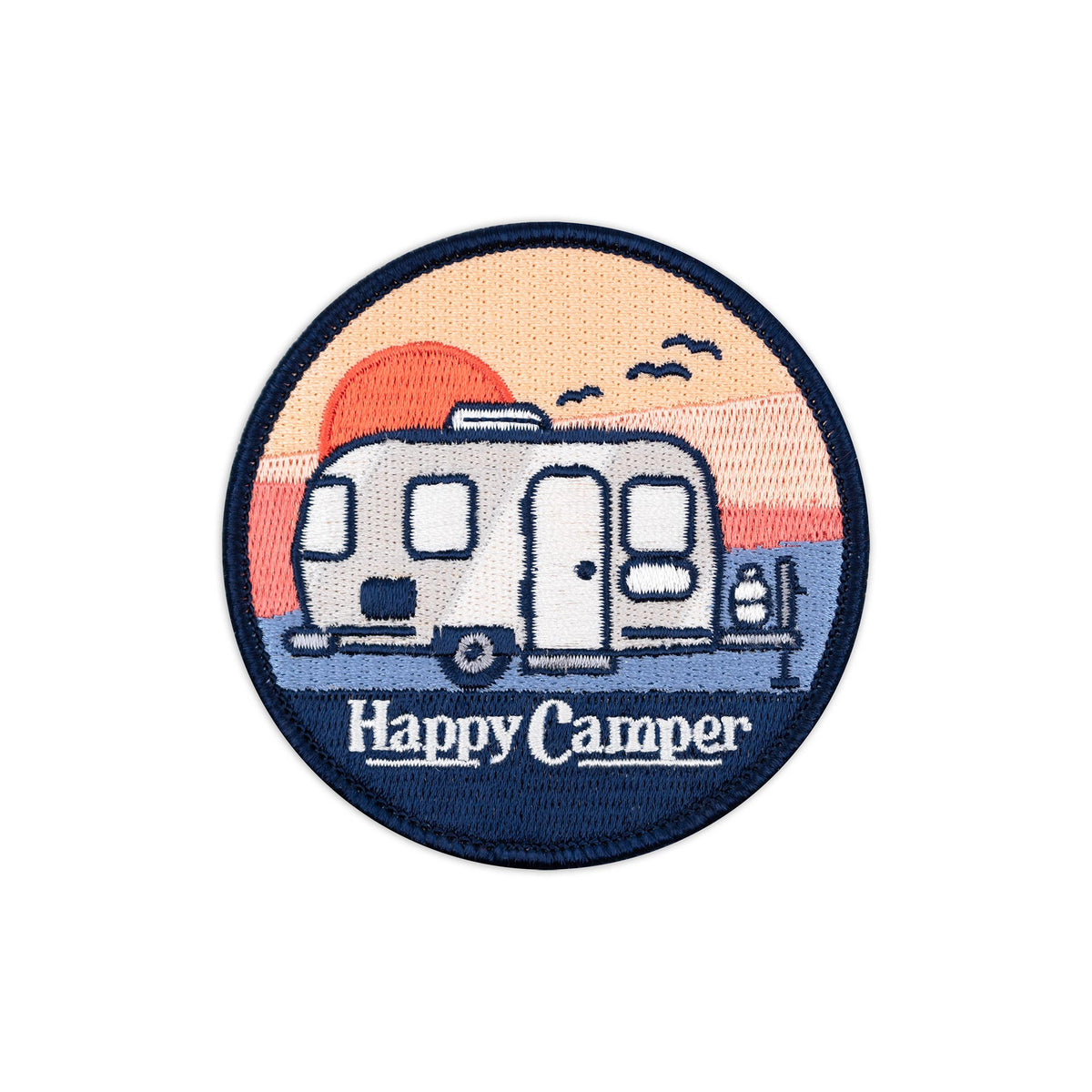 Happy Camper Travel Trailer embroidered iron-on patch