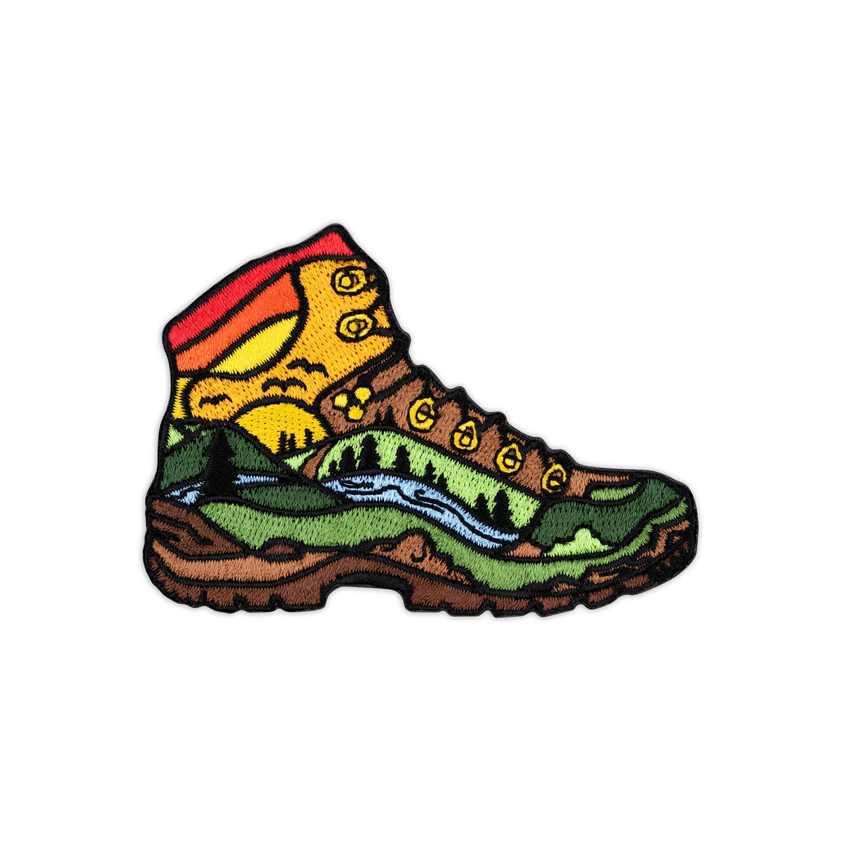 Hiked It Liked It Hiking Boot embroidered iron-on patch