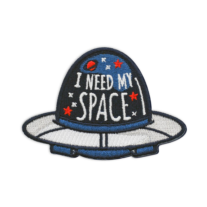 I Need My Space embroidered iron-on patch