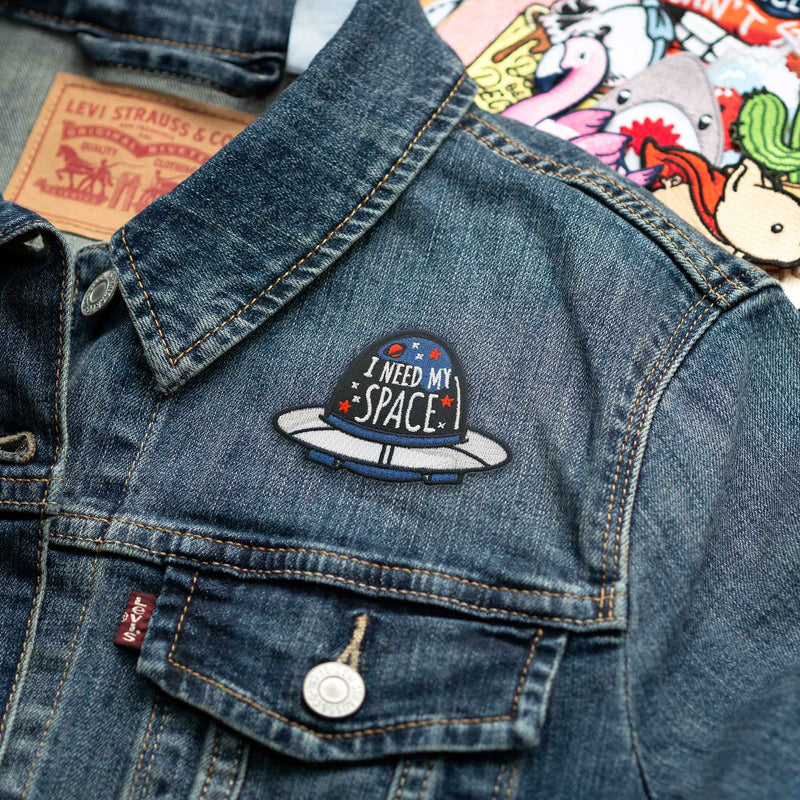 I Need My Space patch on denim jacket