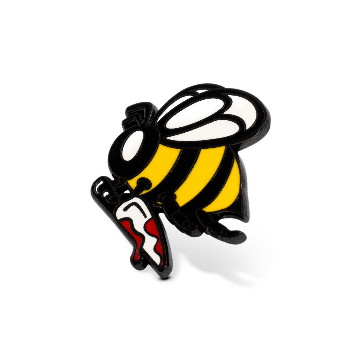 Busy Little Killer Bee Holding Knife Hard Enamel Lapel Pin