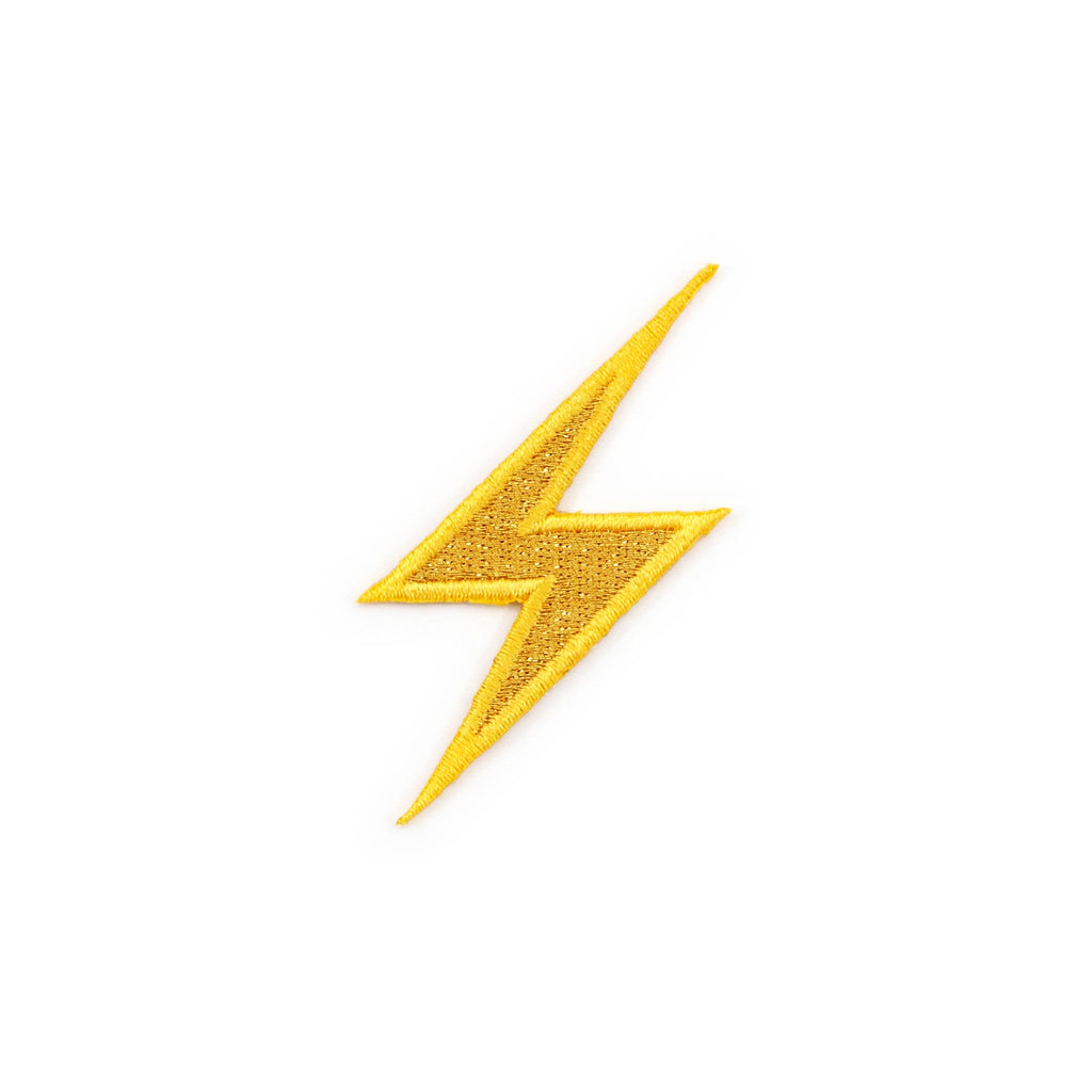 High Voltage Sign Metallic Lightning Bolt Emoji Embroidered Patch ...