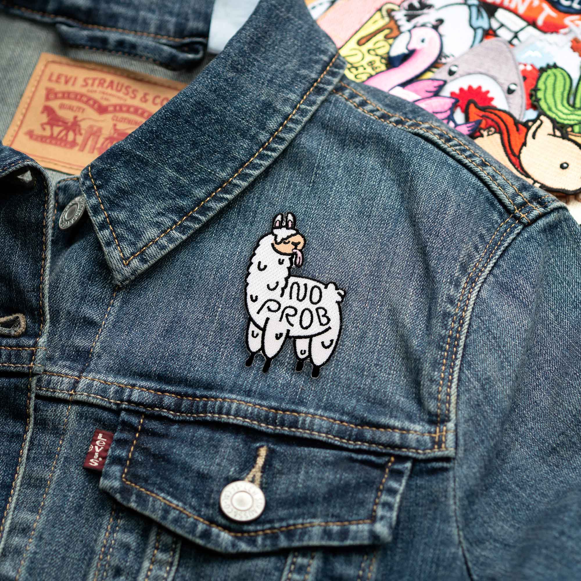 Embroidered patch hot sale denim jacket