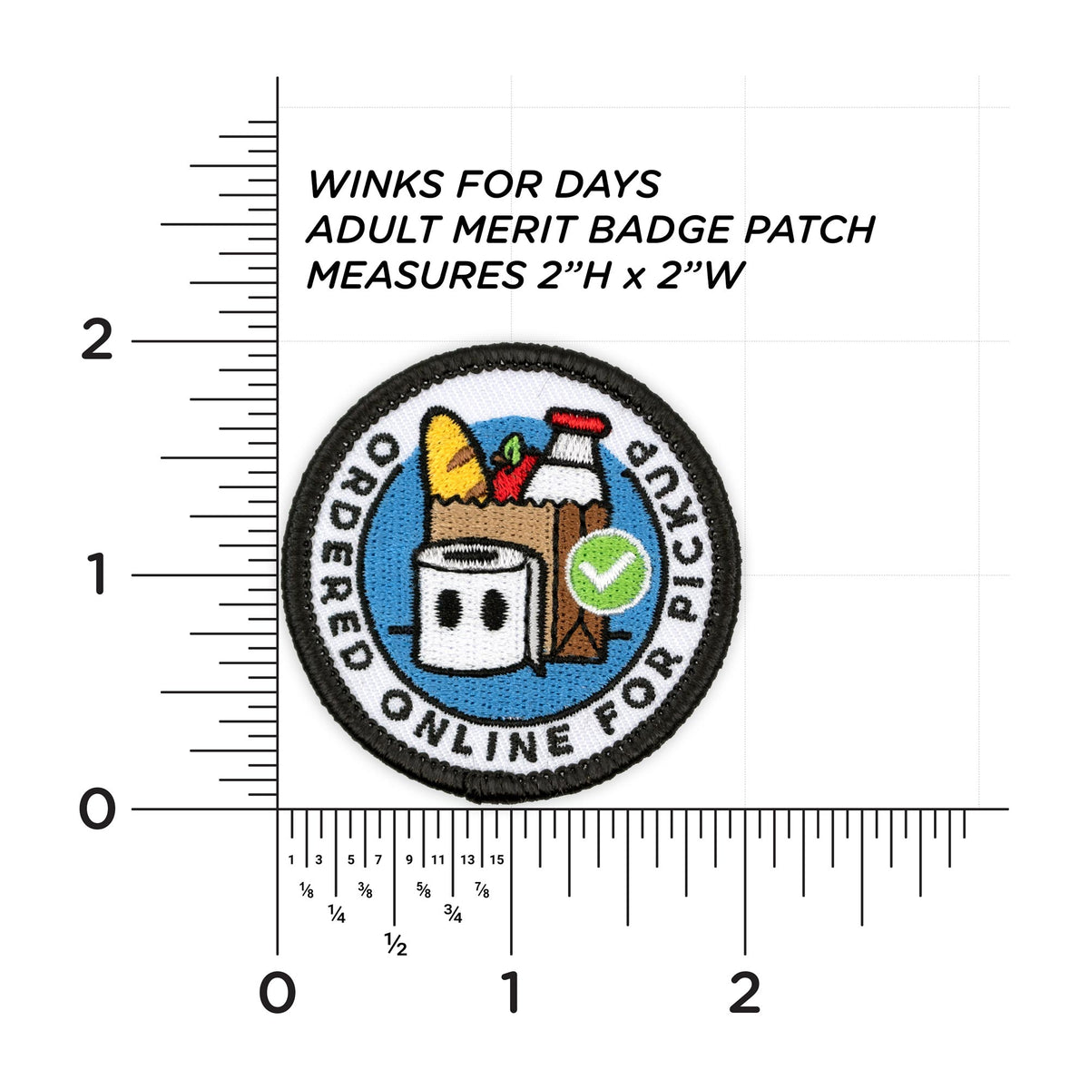 Ordered Online For Pickup patch measurements