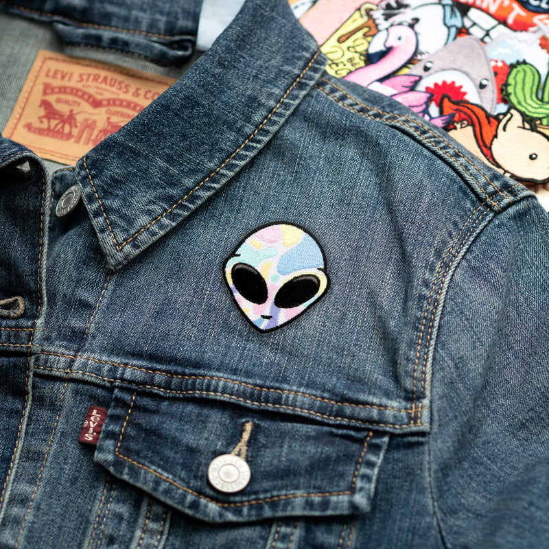 Pastel Alien patch on denim jacket