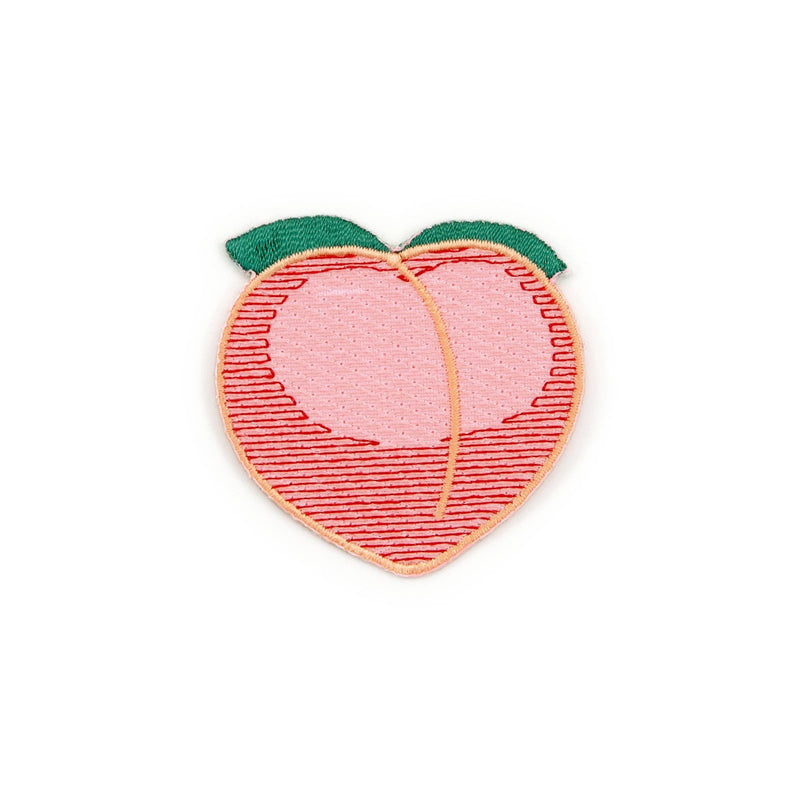 Peach Emoji embroidered iron-on patch