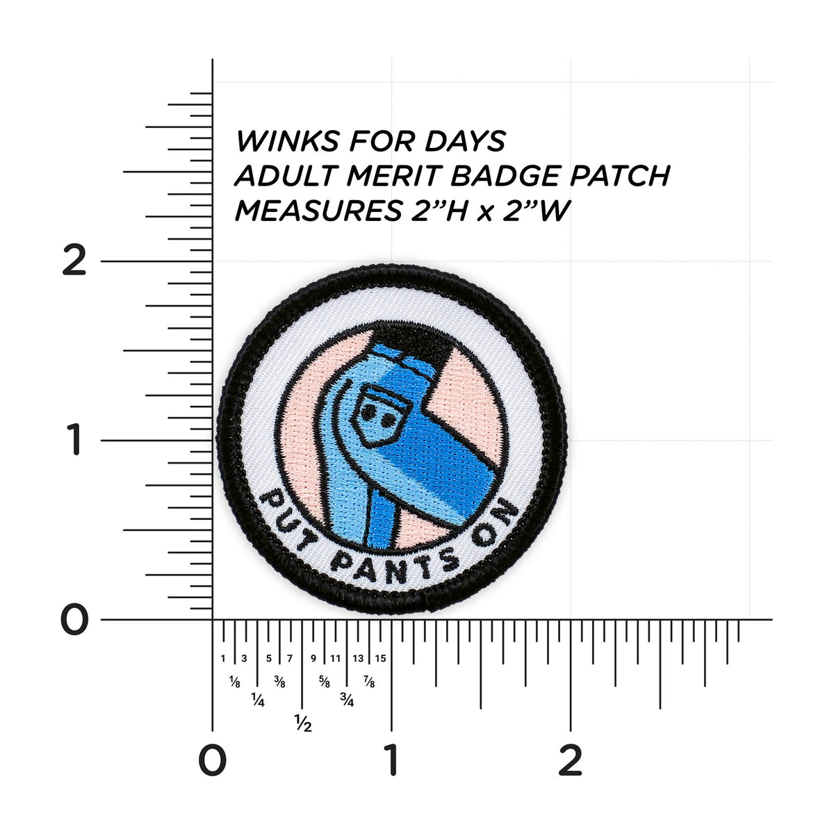 Put Pants On patch measurements