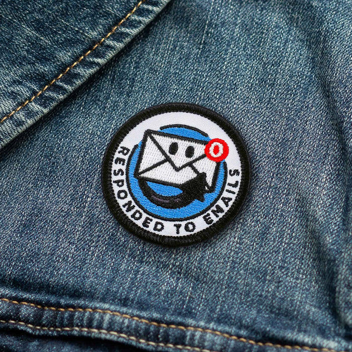 Responded To Emails adulting merit badge patch for adults on denim jacket