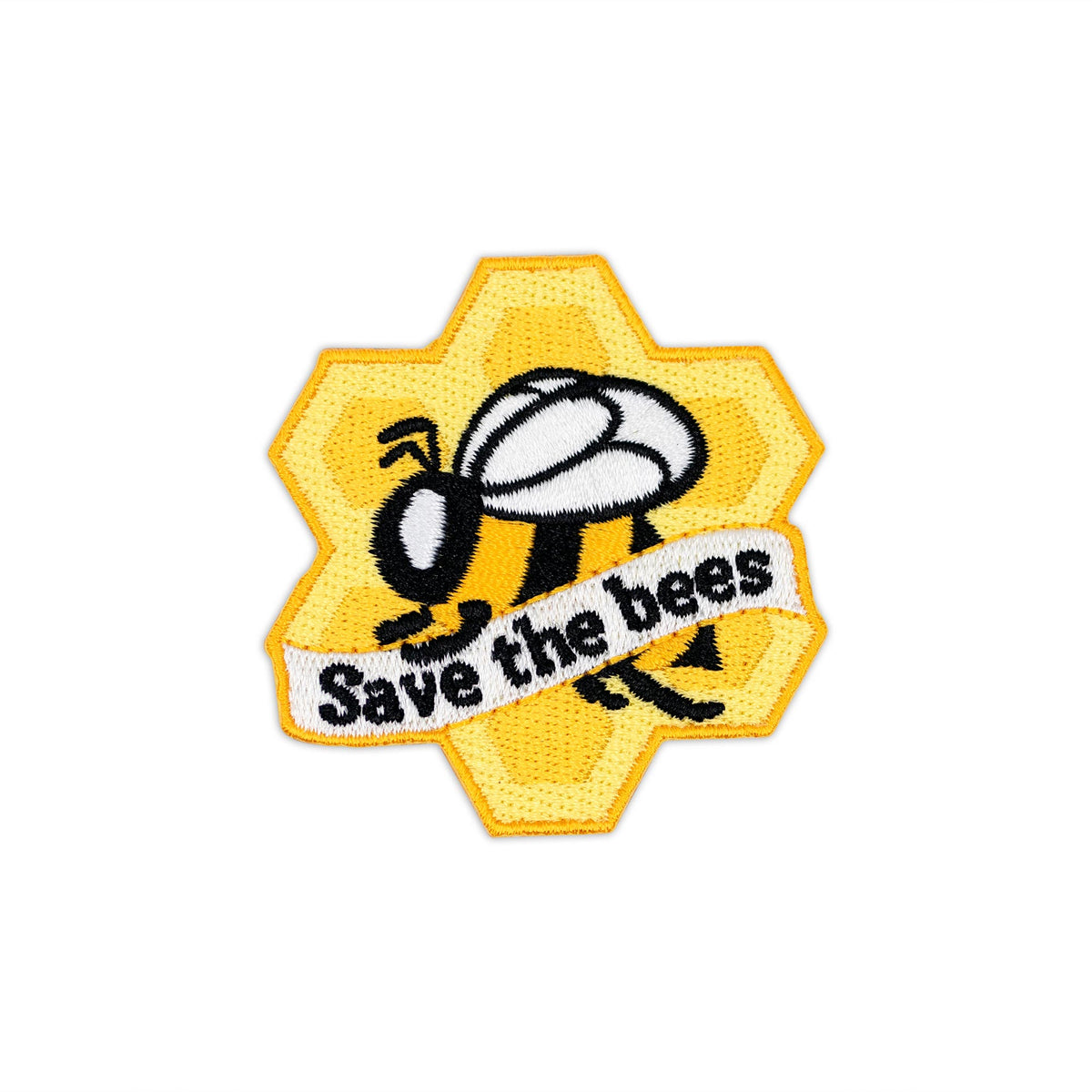 Save The Bees embroidered iron-on patch