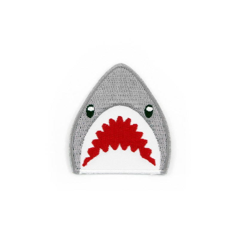 Shark Emoji embroidered iron-on patch
