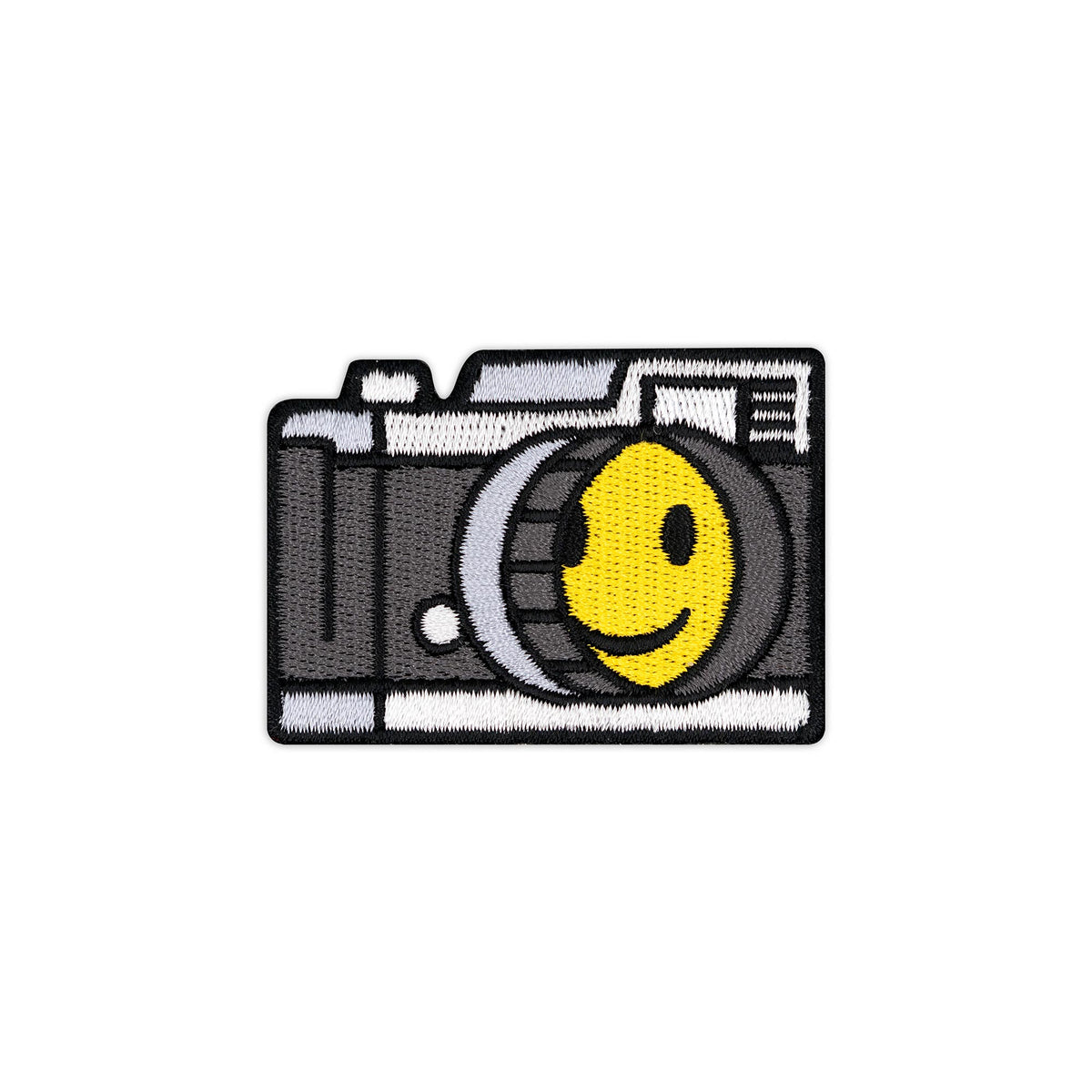 Smiley Face Vintage Camera embroidered iron-on patch