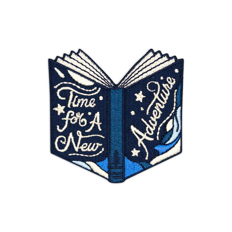 Time For A New Adventure Book embroidered iron-on patch