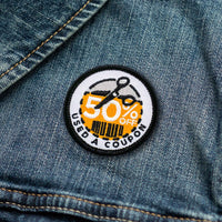 Used A Coupon individual adulting merit badge patch for adults on denim jacket