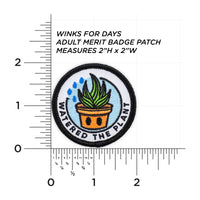 Adulting Merit Badge Embroidered Iron-On Patch (Watered The Plant)
