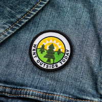 Went Outside Today individual adulting merit badge patch for adults on denim jacket